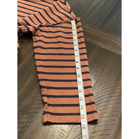 Madewell Luxe Long-Sleeve Tee in Casler Stripe Rust Orange Navy Blue SZ Medium - Picture 7 of 8